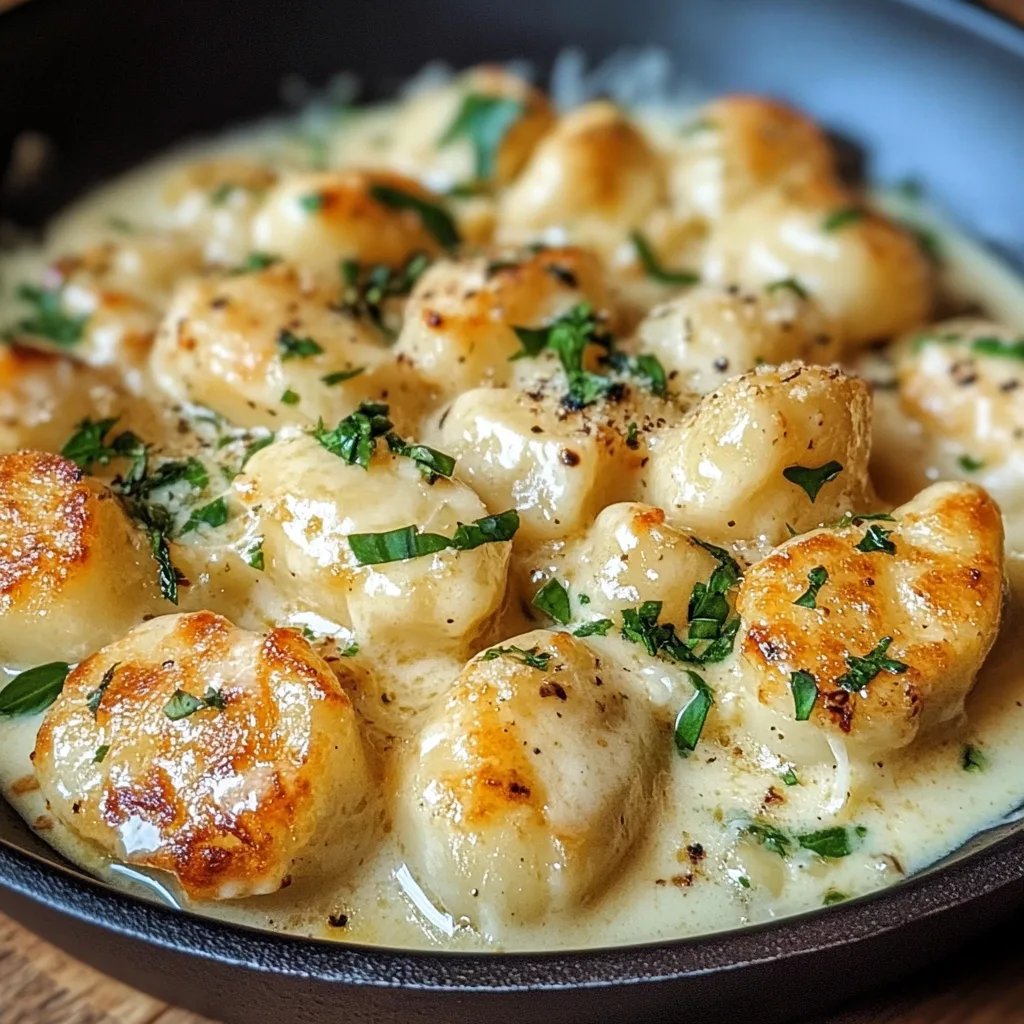 Cremige Knoblauch-Hähnchen-Gnocchi aus einer Pfanne