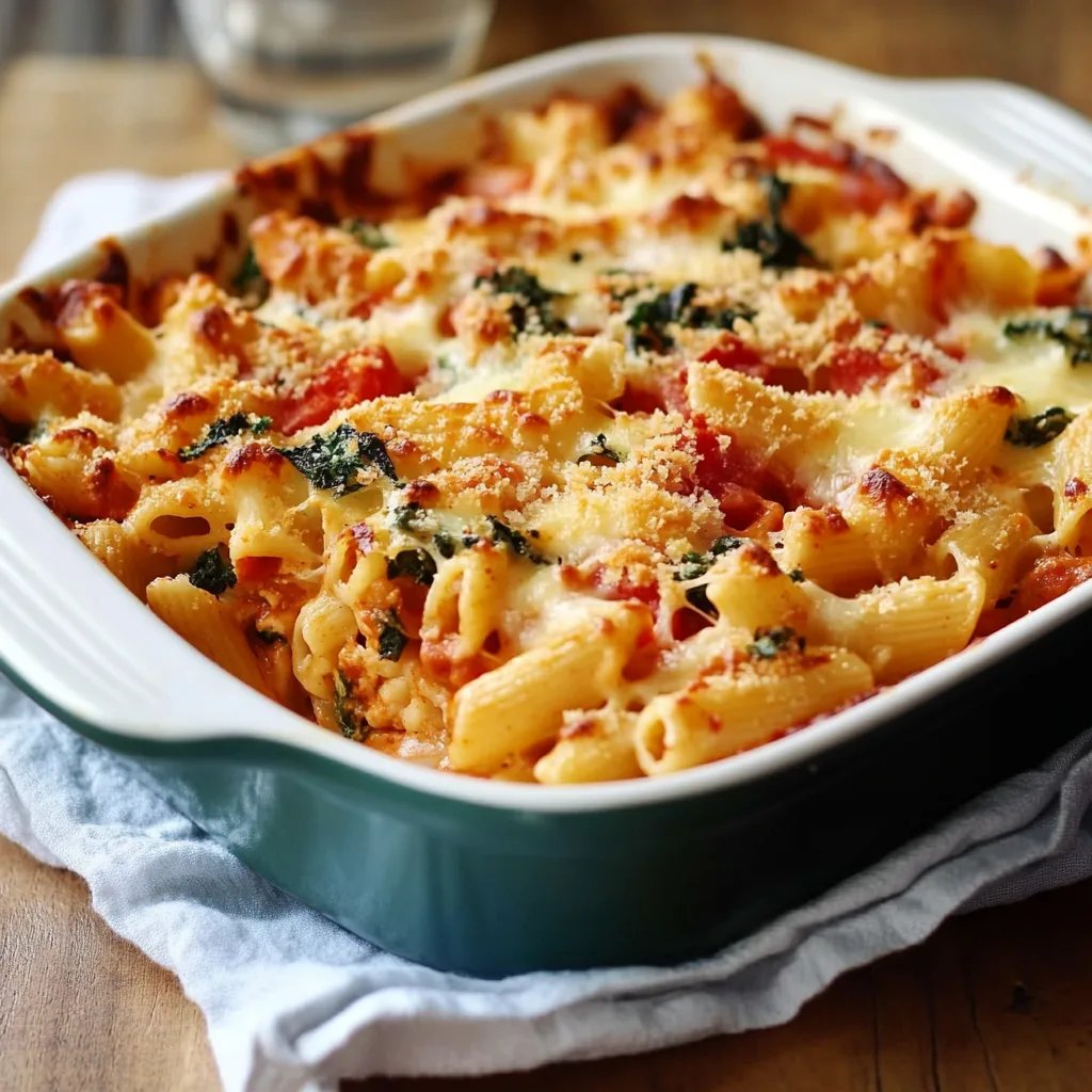 Gesunder vegetarischer Nudelauflauf