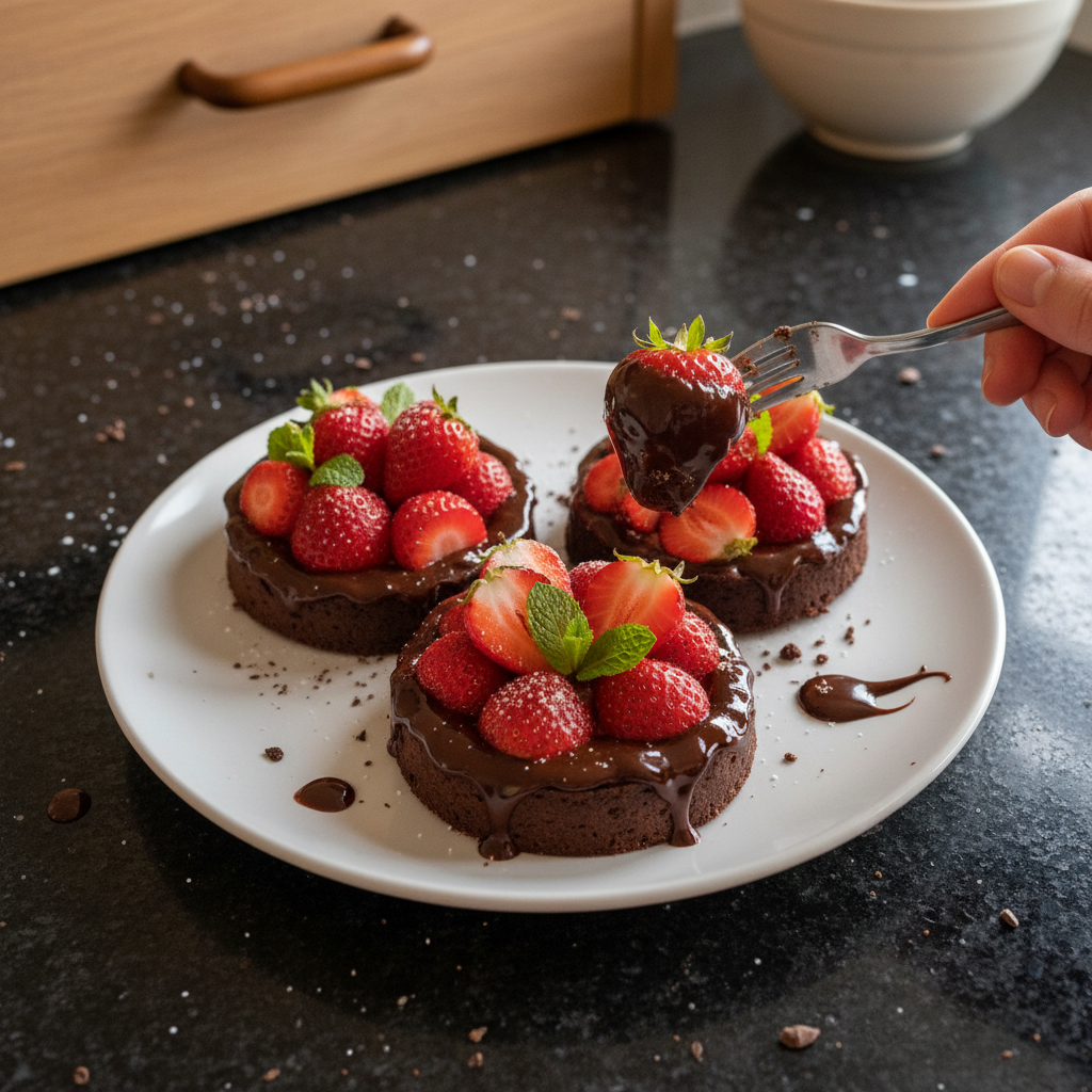 Schokoladenüberzogene Erdbeer Tartelettes