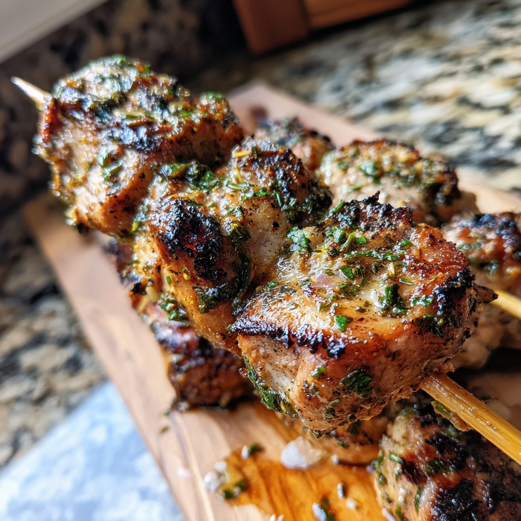 Hähnchen Kebabs mit Marinade gegrillt