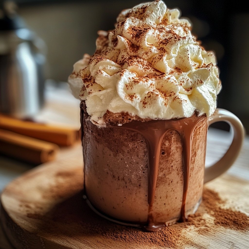 Heiße Schokolade mit Zimt, Vanille und Sahnehaube