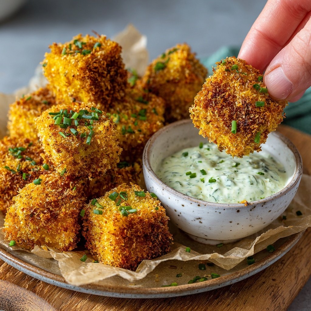 Knusprige Tofu Bites mit Dip