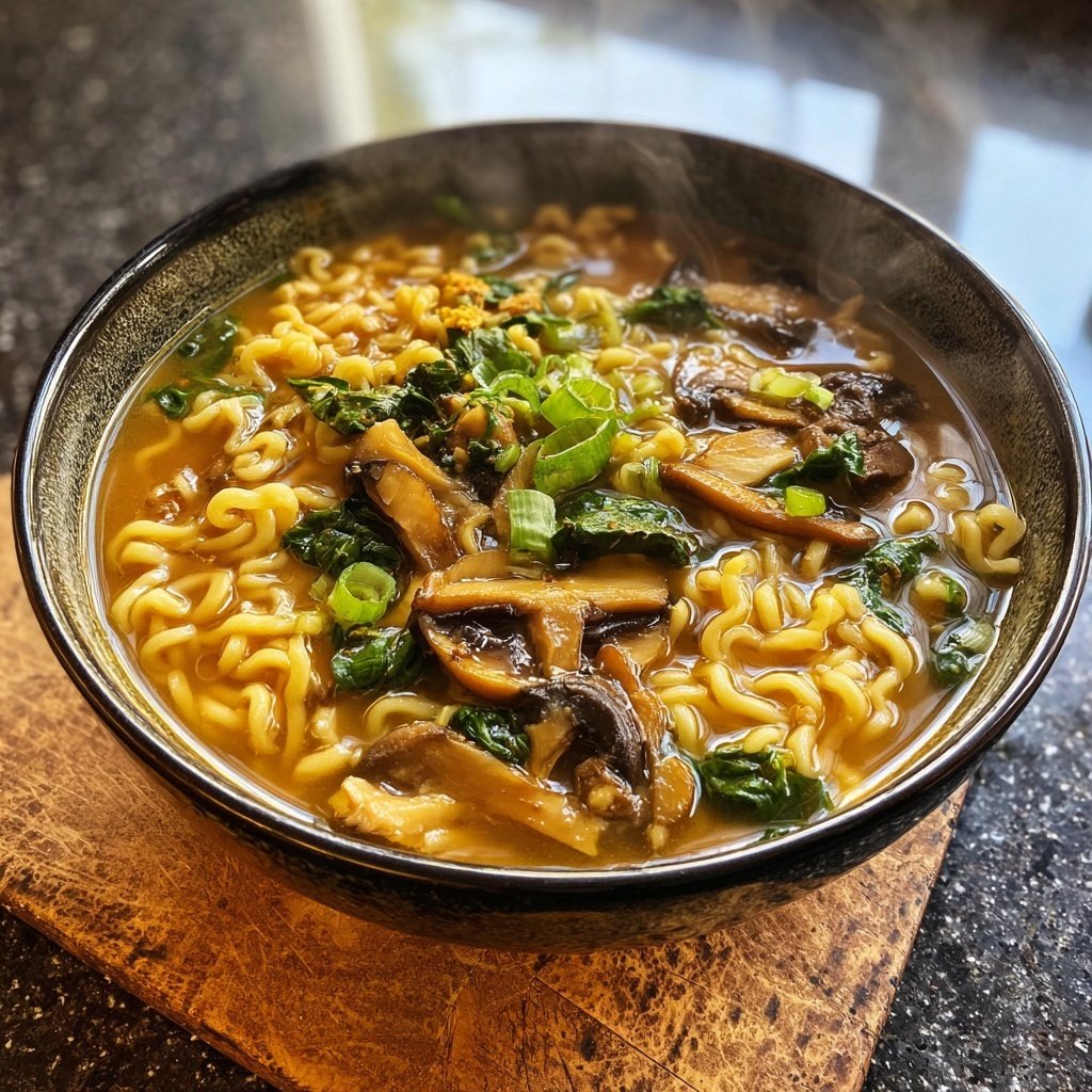 Schnelles Vegetarisches Ramen Pilz Ingwer