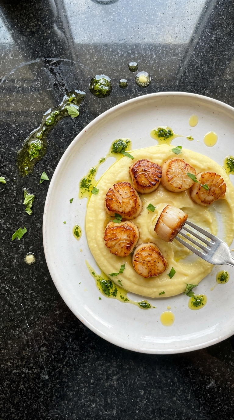 Gourmet Gebratene Jakobsmuscheln mit Püree​