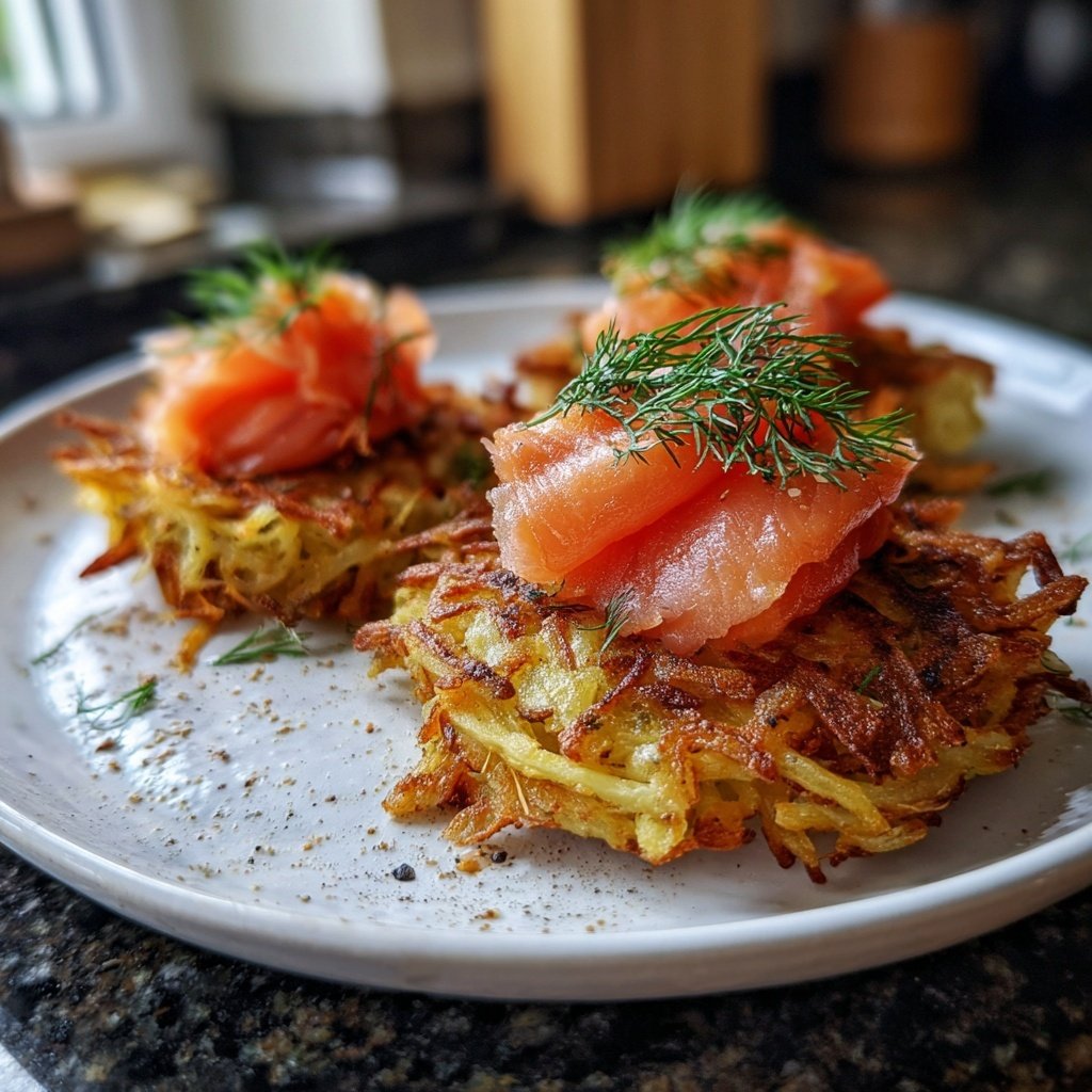 Mini-Kartoffelrösti mit Räucherlachs