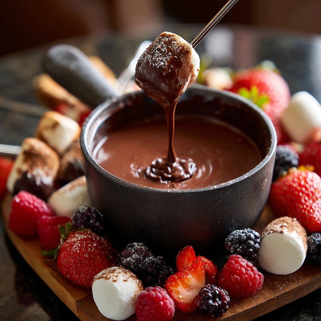 Rosa Schokoladen Fondue Leidenschaft