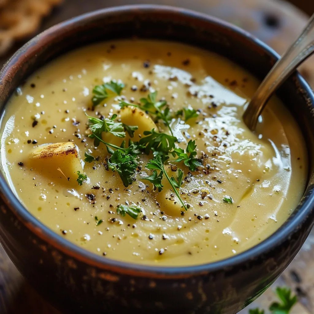 Cheddar-Knoblauch-Kartoffelsuppe