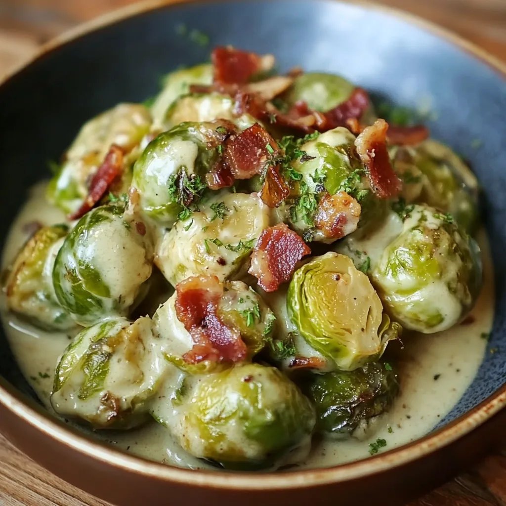 Rahm-Rosenkohl mit Speck und cremiger Soße