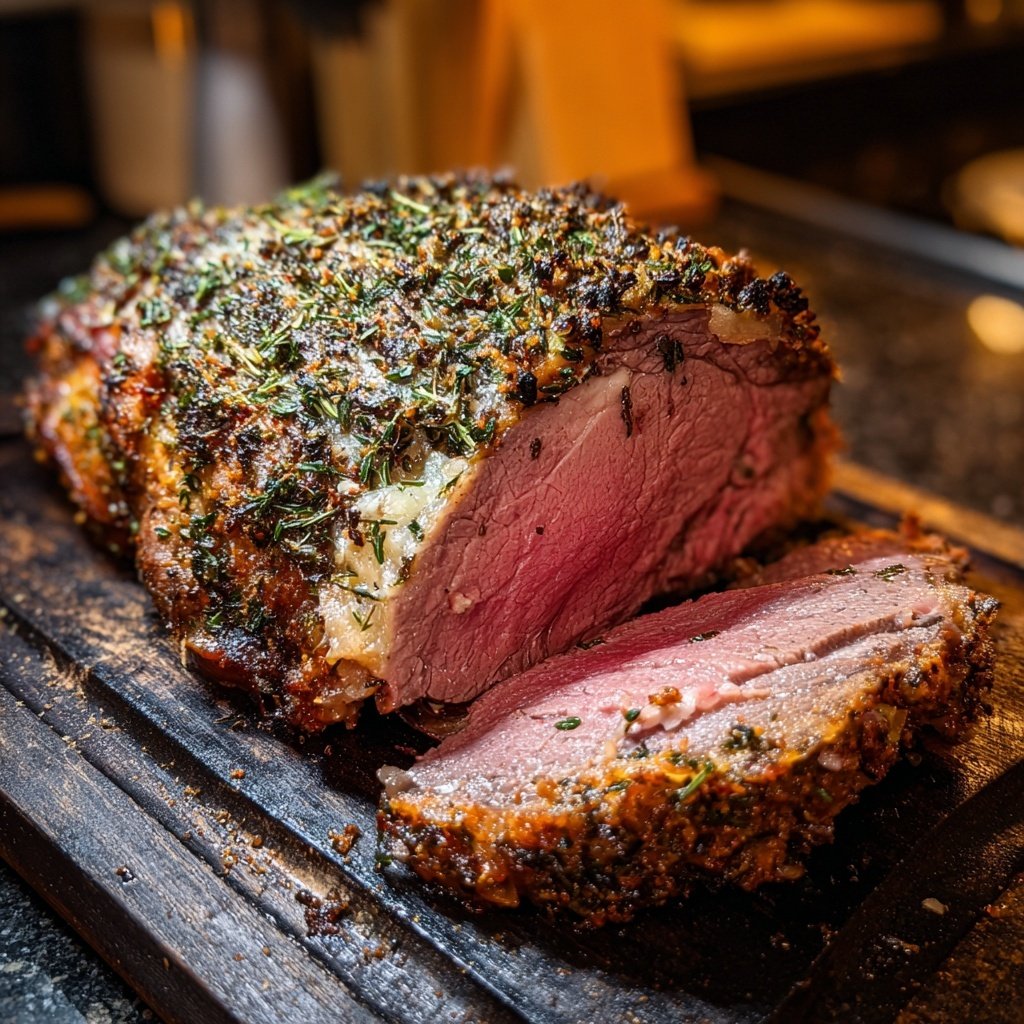 Prime Rib mit Knoblauch Kräuter Kruste