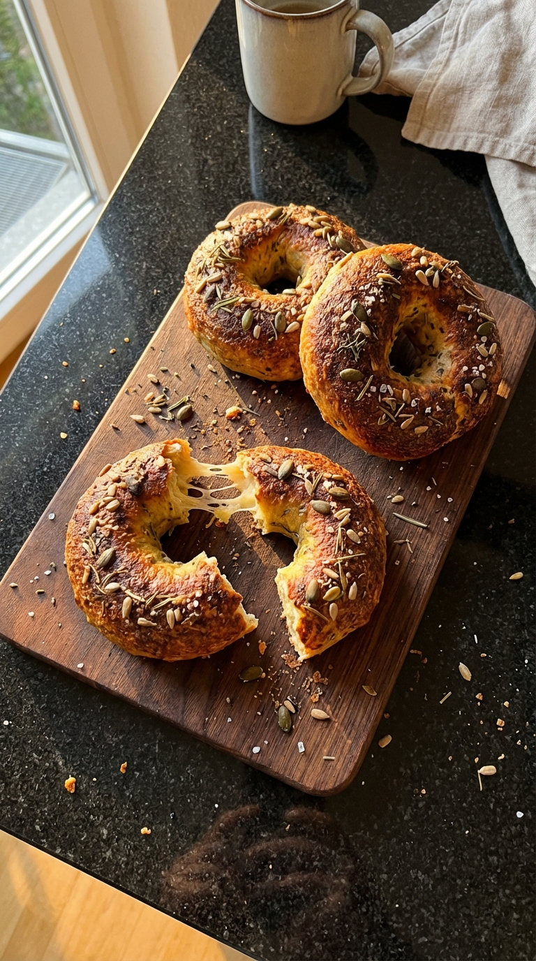 Herzhafte Kräuter Hochprotein Bagels​