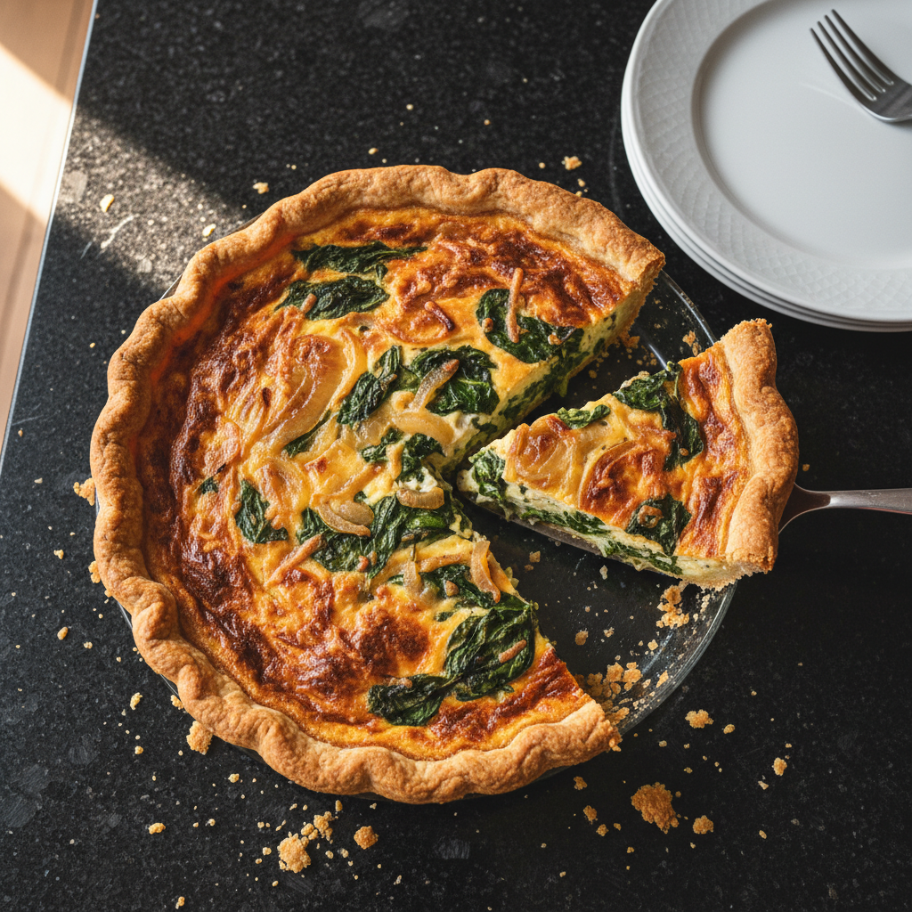 Karamellisierte Zwiebel und Spinat Quiche