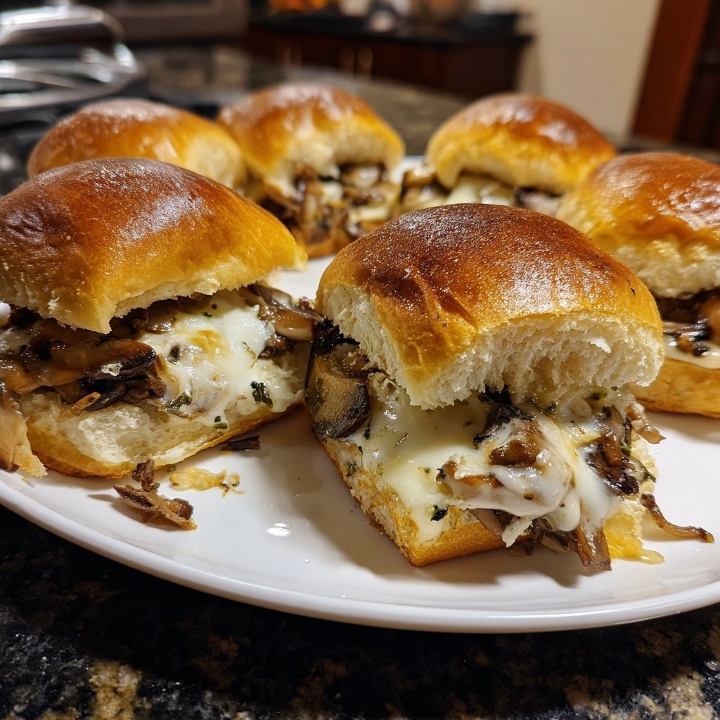 Knoblauch Champignon und Gruyère Sliders