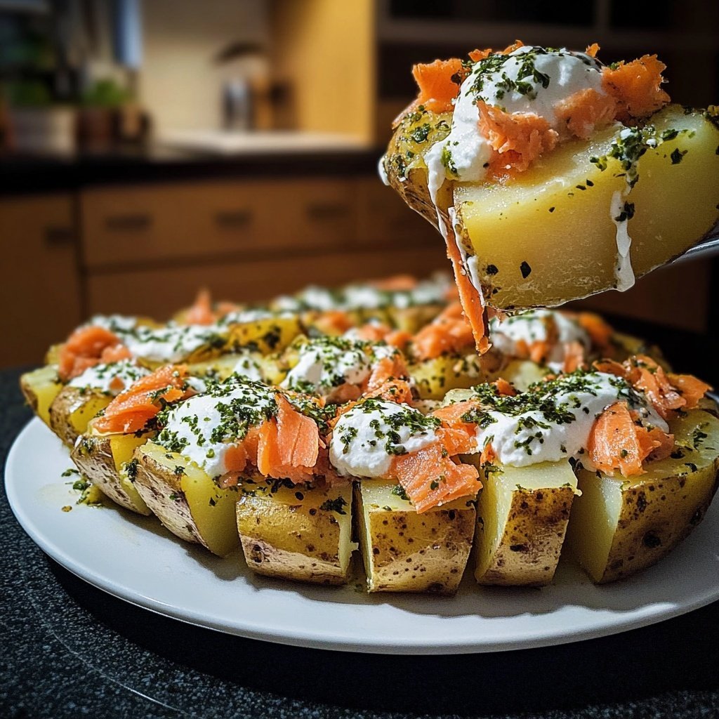 Ofenkartoffeln mit Kräuterquark und Räucherlachs