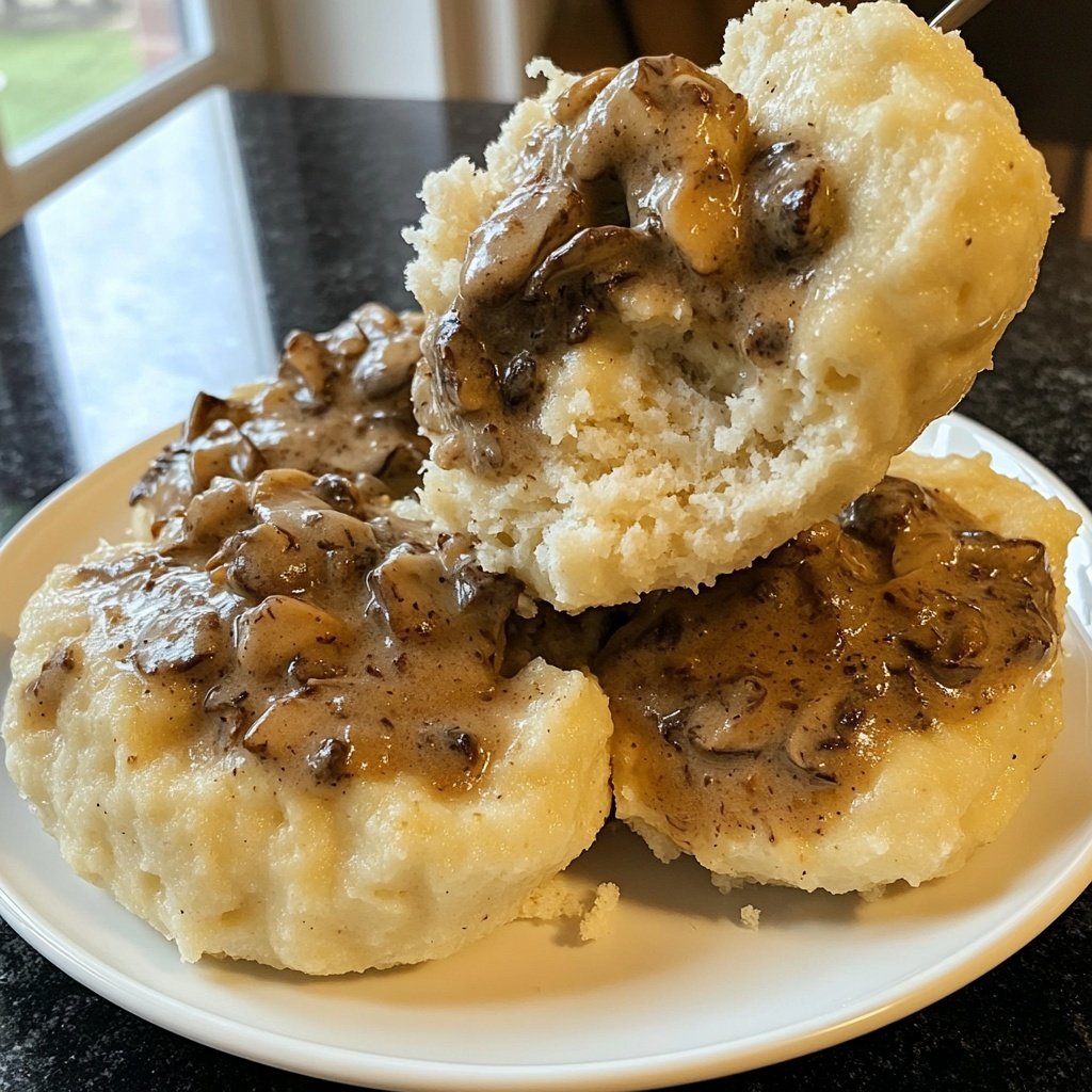 Semmelknödel mit Pilzragout