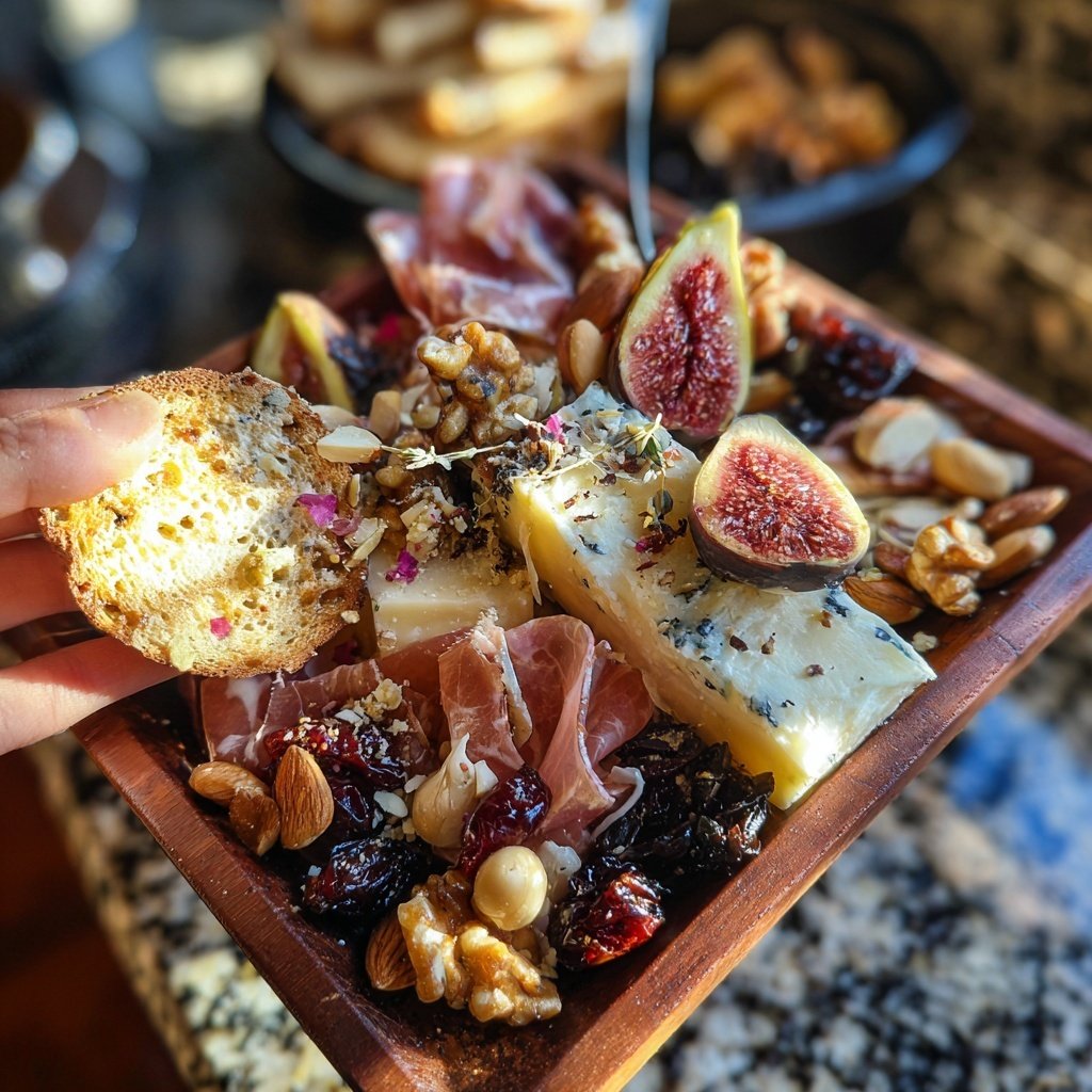 Festliches Charcuterie mit Nüssen und Trockenfrüchte