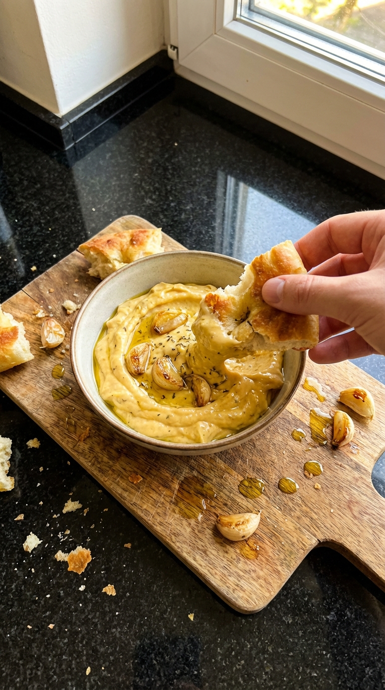 Geröstete Knoblauch Aioli mit Focaccia