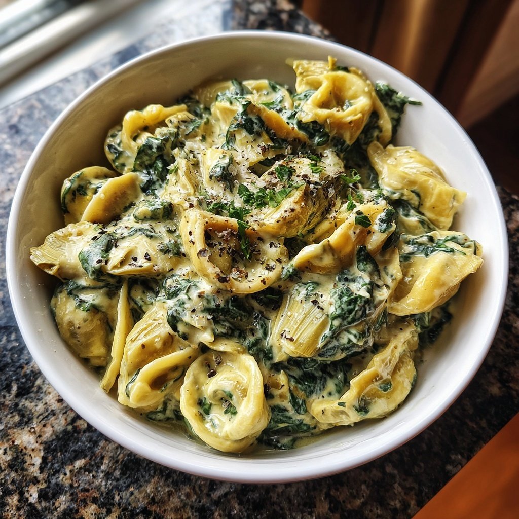 Cremige Spinat-Artischocken-Pasta