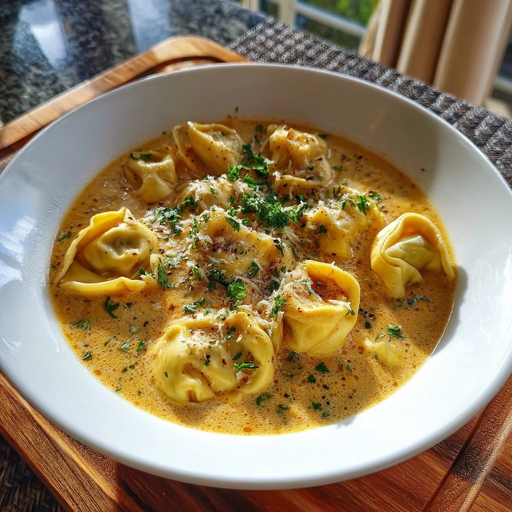 Tortellini Suppe Käsig zartes Teigwaren